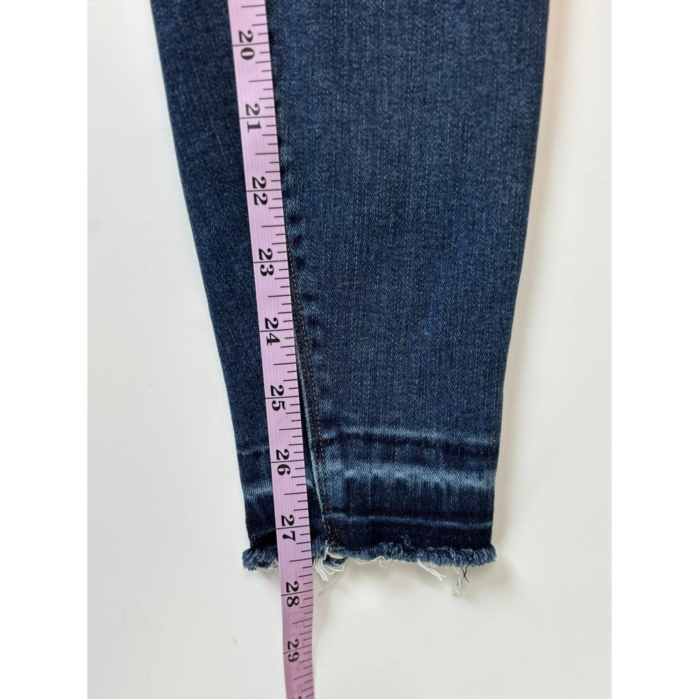 Spanx Jean-ish Ankle Leggings Distressed Raw Hem Dark Indigo Wash Large 20203R - Picture 12 of 12